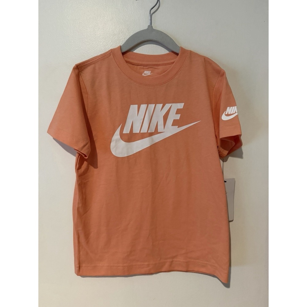 Nike Youth Shirt‎ Size 6 Peach With White Logo T-shirt Tee Cotton Blend